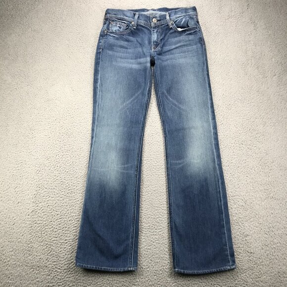 7FAM Jeans Womens Size 28 Boot Cut Low Rise Ribbon Back Pocket Faded Wash Denim - Picture 3 of 16